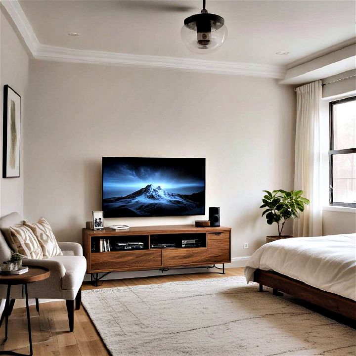 traditional mounted tv for small bedroom