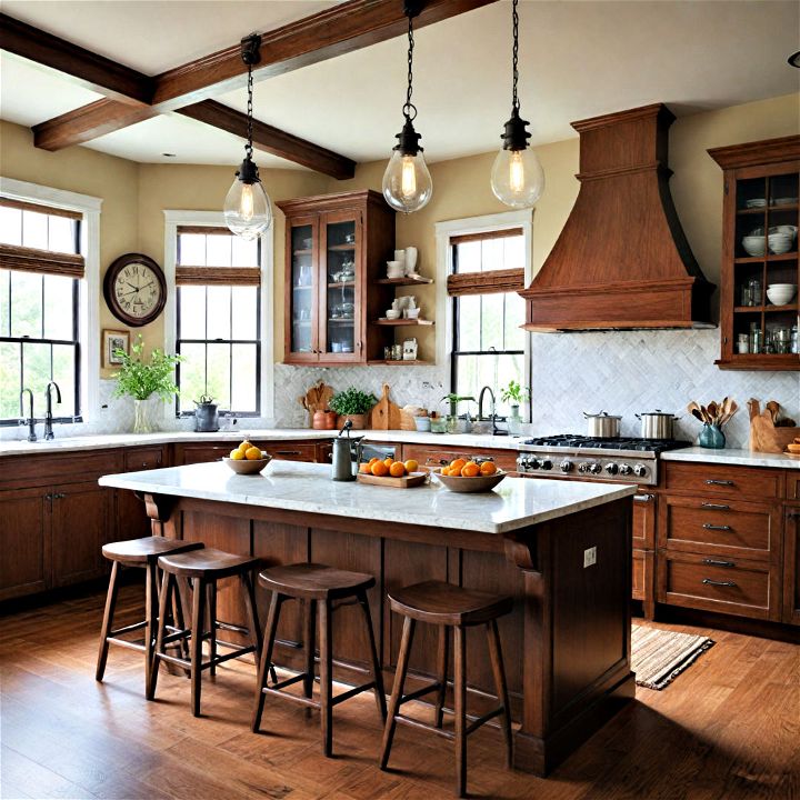 transitional approach to get a balanced timeless open kitchen look