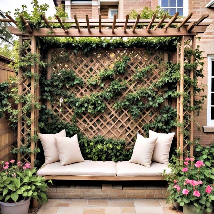 trellis with built in bench idea