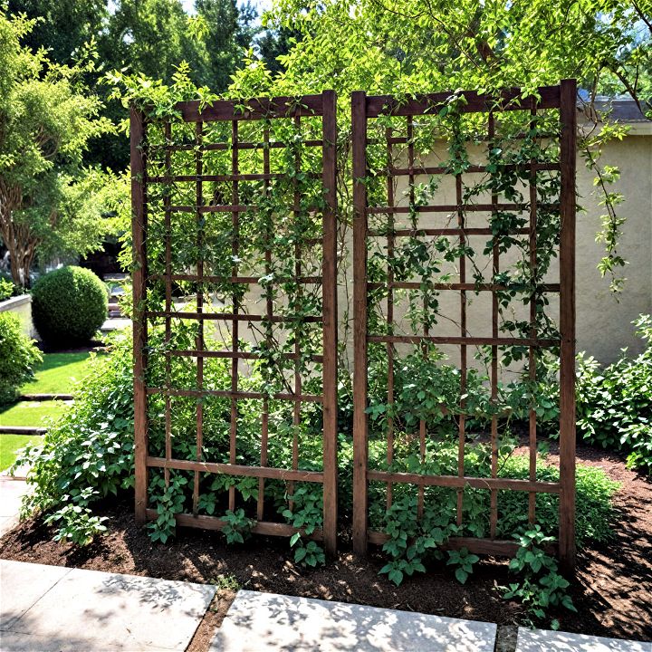 trellis with climbing vines to add both privacy and beauty