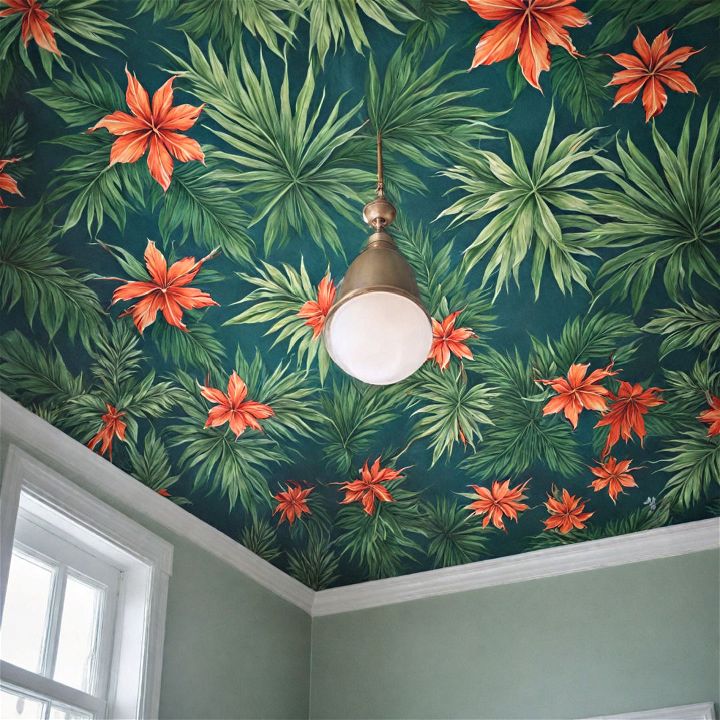 tropical escape ceiling wallpaper