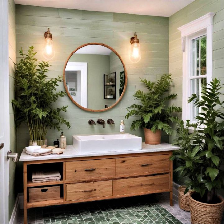 tropical oasis shiplap bathroom