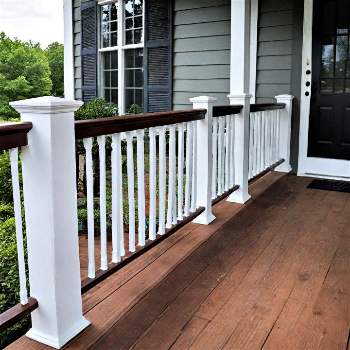 two tone railing to add depth and interest to your porch