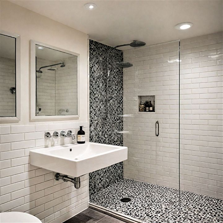 two tone wall tiles for walk in shower