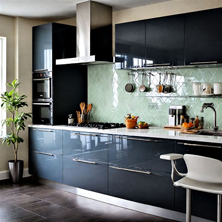 ultra gloss finish to visually expand a small kitchen