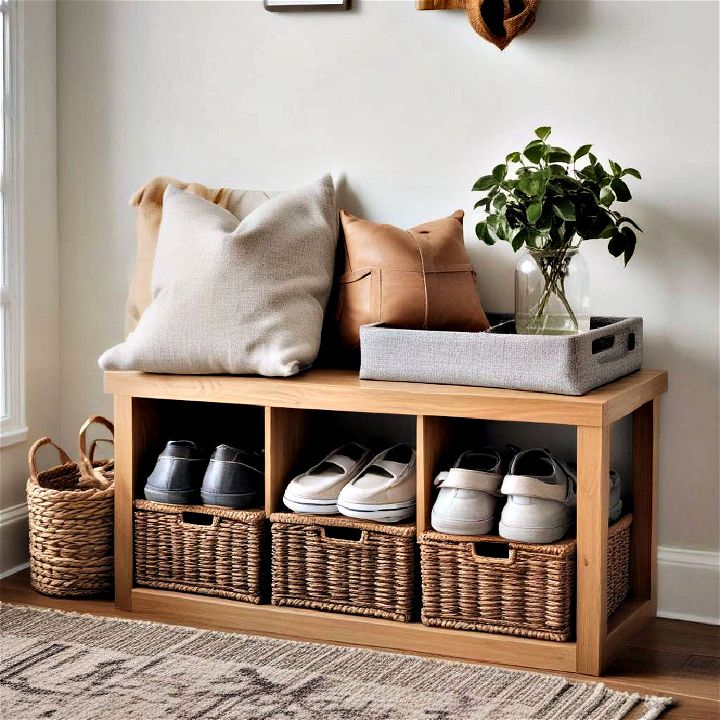under bench baskets for entryway
