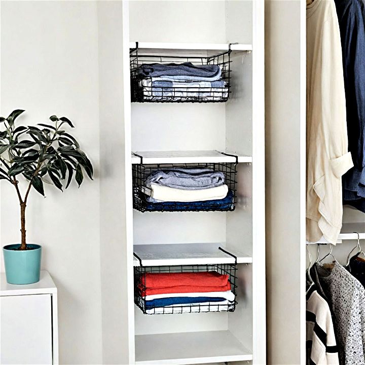 under shelf baskets to store smaller clothing items