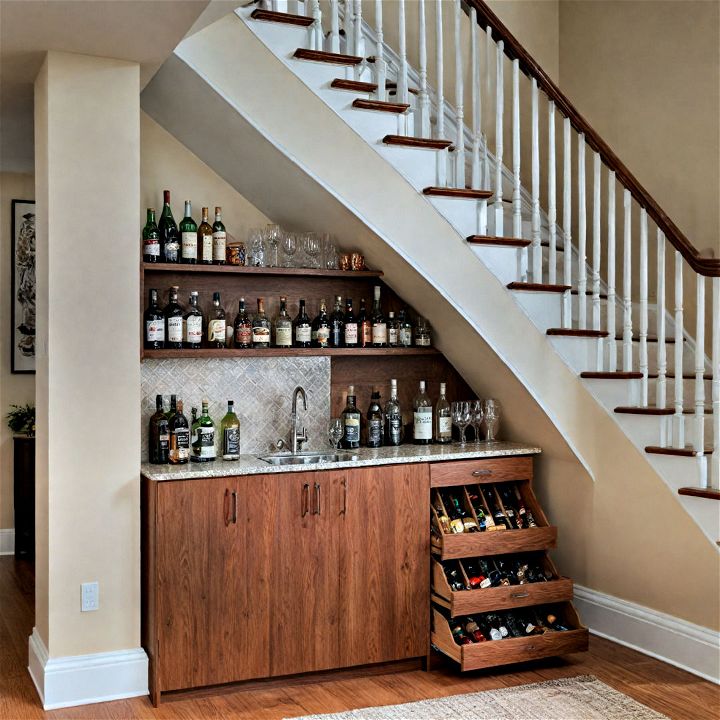 under stair bar area for entertaining guests