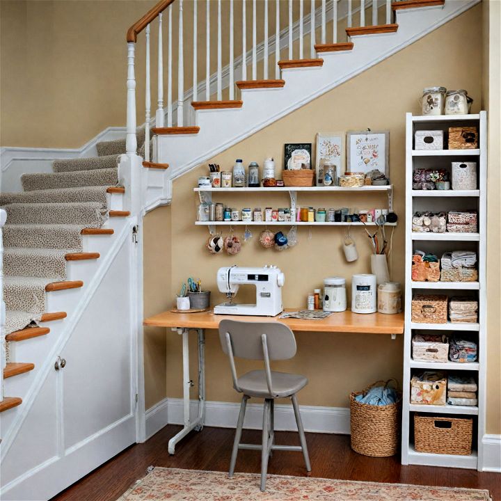under stair compact sewing station