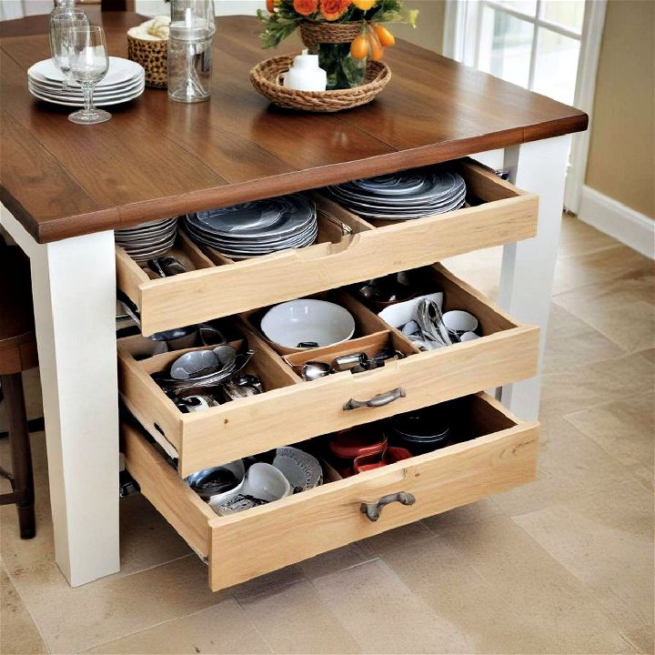 under table storage with built in drawers