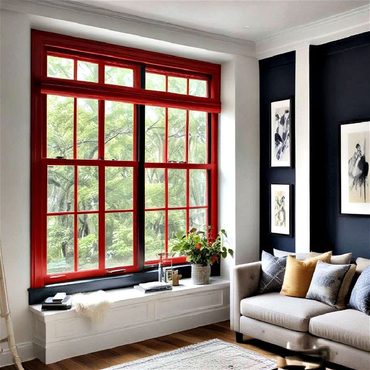 unexpected and fun bold color window trim