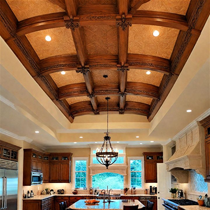 unique and artistic carved wood ceiling beams