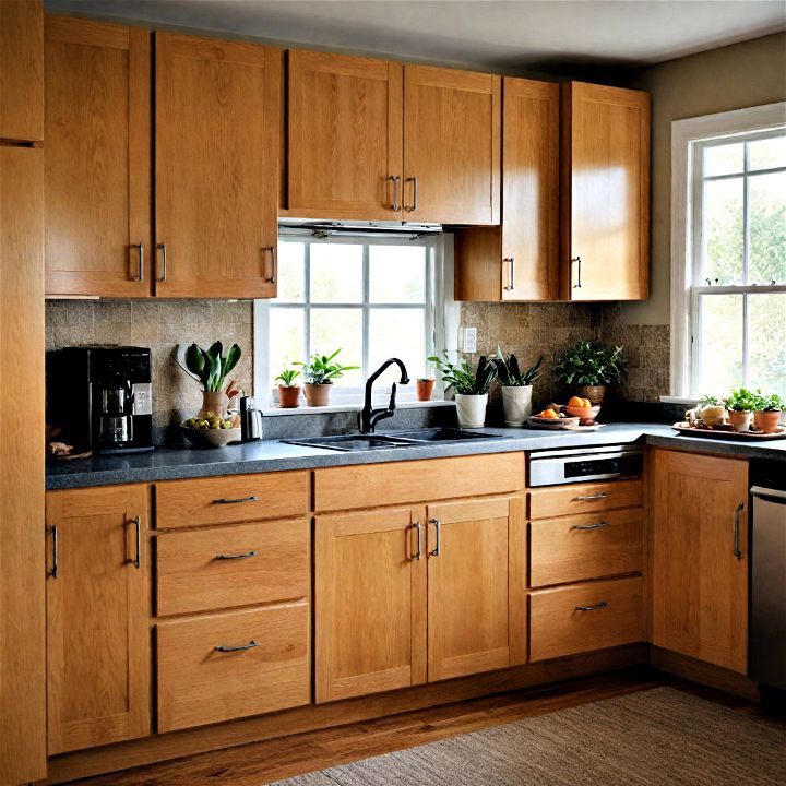 unique and cozy natural wood kitchen cabinets