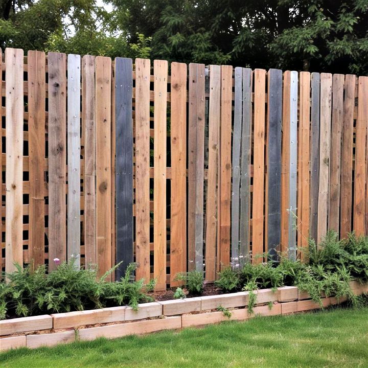 unique and custom mixed material pallet fence