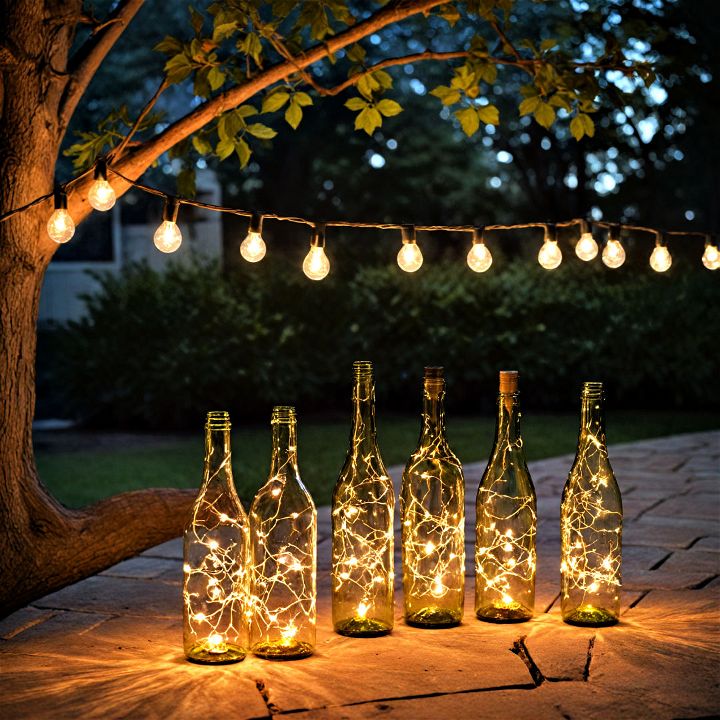 unique and glowing wine bottle lights