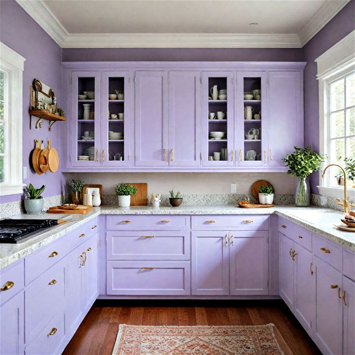 unique and inviting soft lavender cabinet