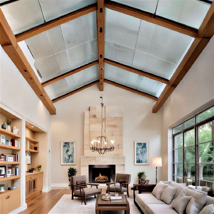 unique and modern glass ceiling beams