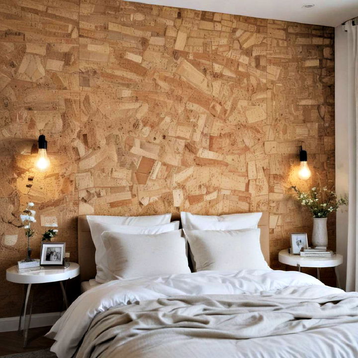 unique cork walls for bedroom accent wall