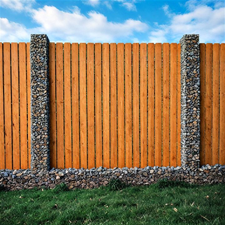 unique gabion fence with wood