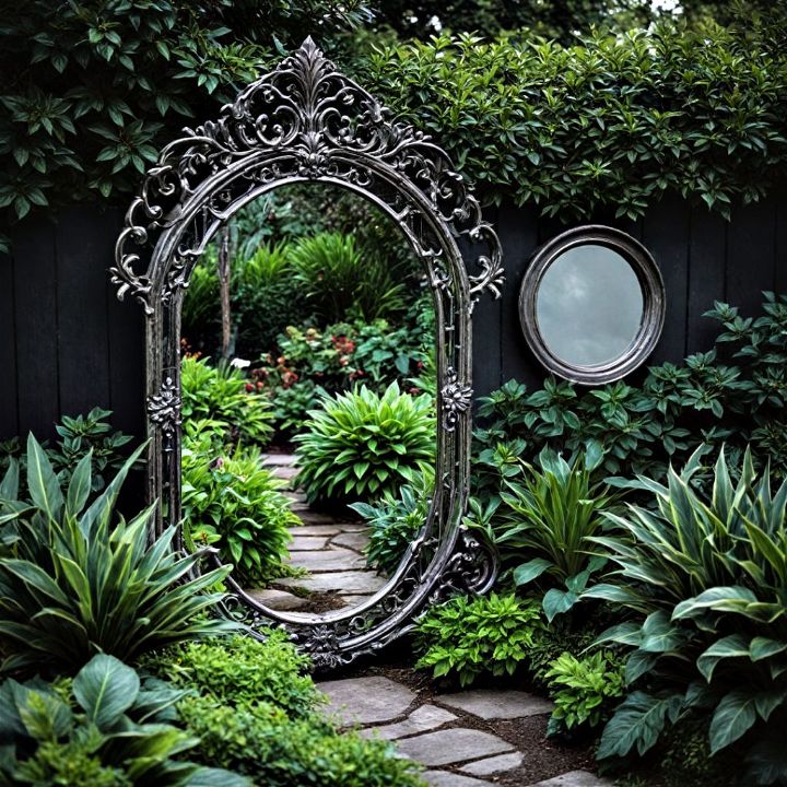 unique garden mirror decor