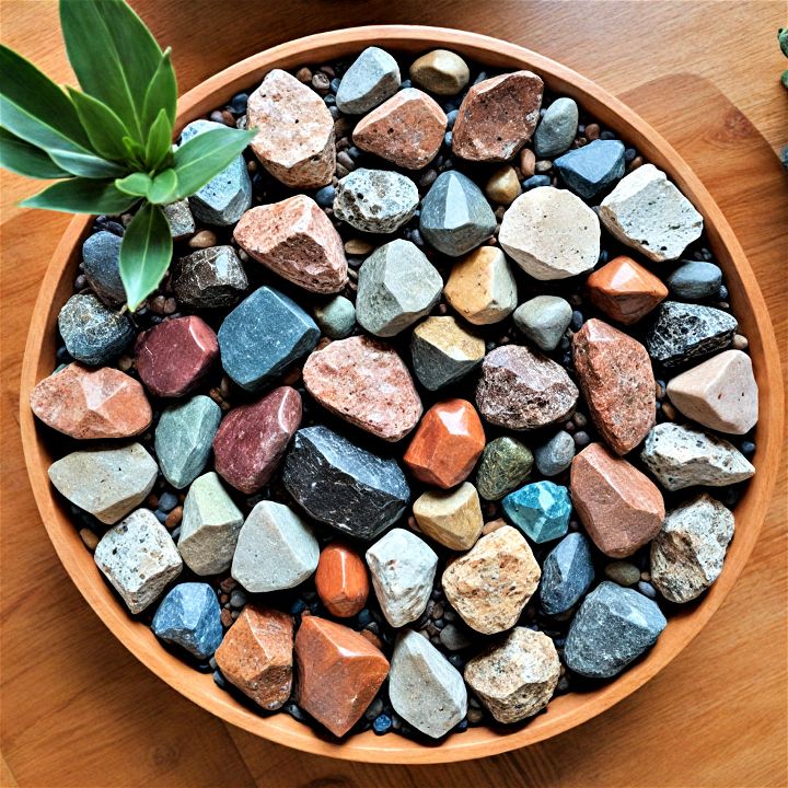 unique rock and mineral display for your coffee table