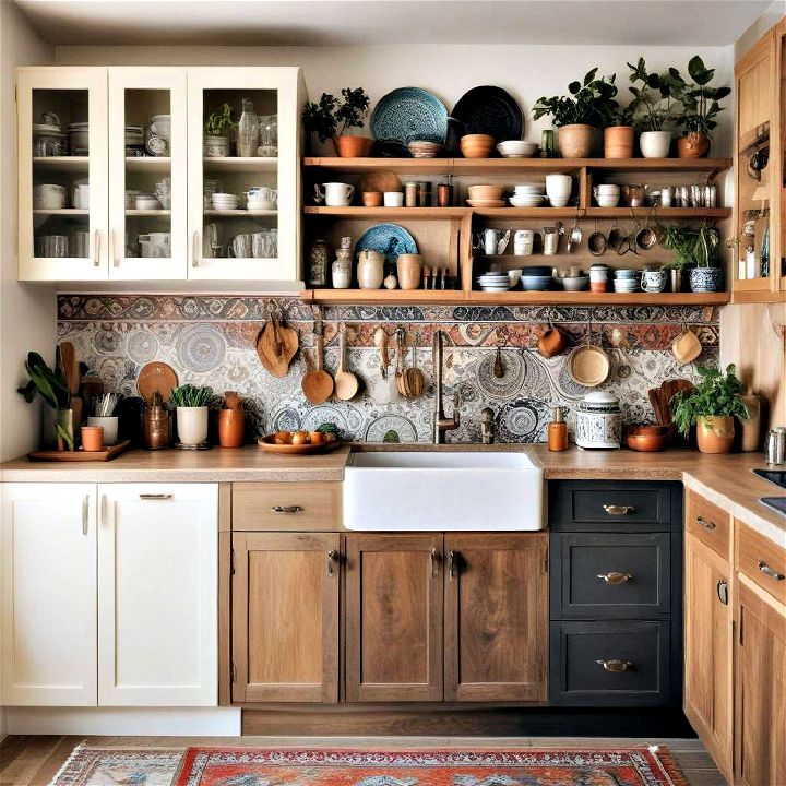 unique style mismatched cabinetry