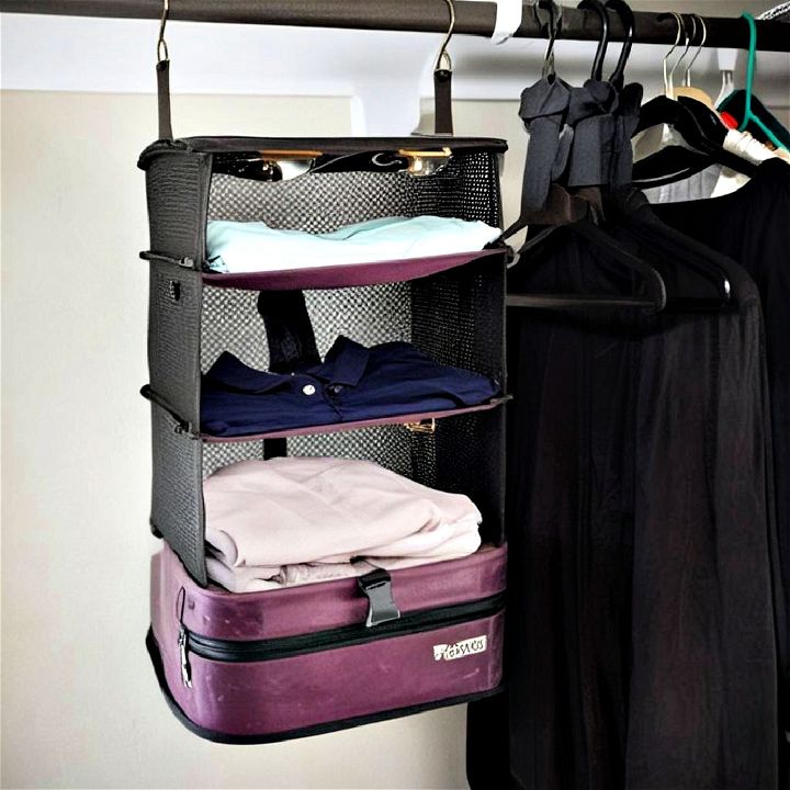 unique suitcase shelving unit for clothes