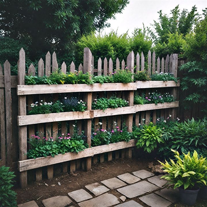 unique tiered garden pallet fence