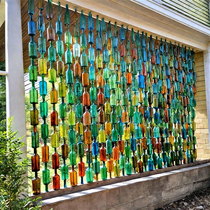 upcycled bottle garden wall
