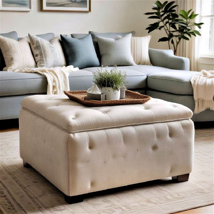 upholstered ottoman for coastal living room