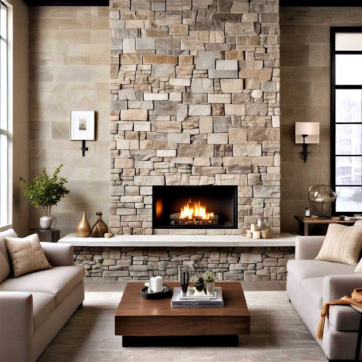urban loft stone fireplace