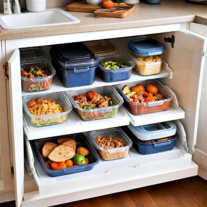 use collapsible containers for leftovers to save kitchen cabinets space