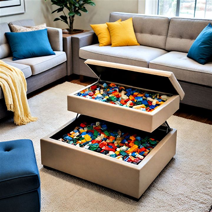 use storage ottomans for storing lego sets