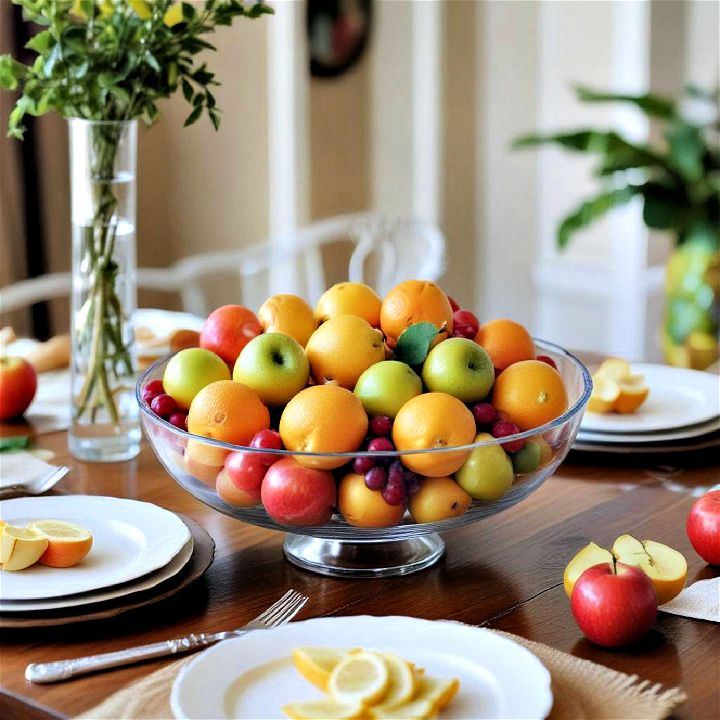 utilize fruit as decor for dining table