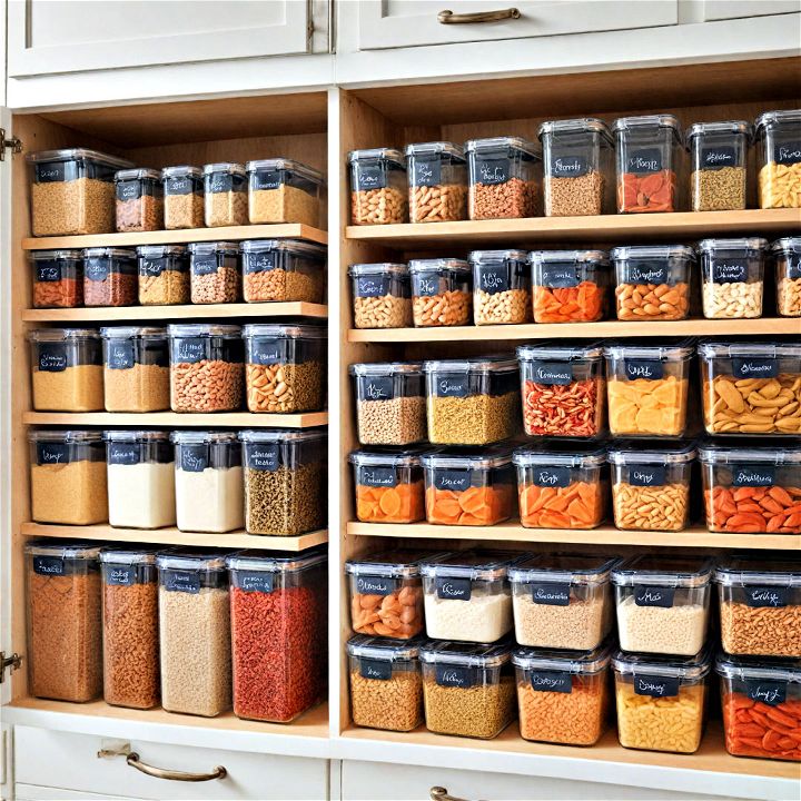 utilize transparent containers to reduce the clutter of mismatched packaging