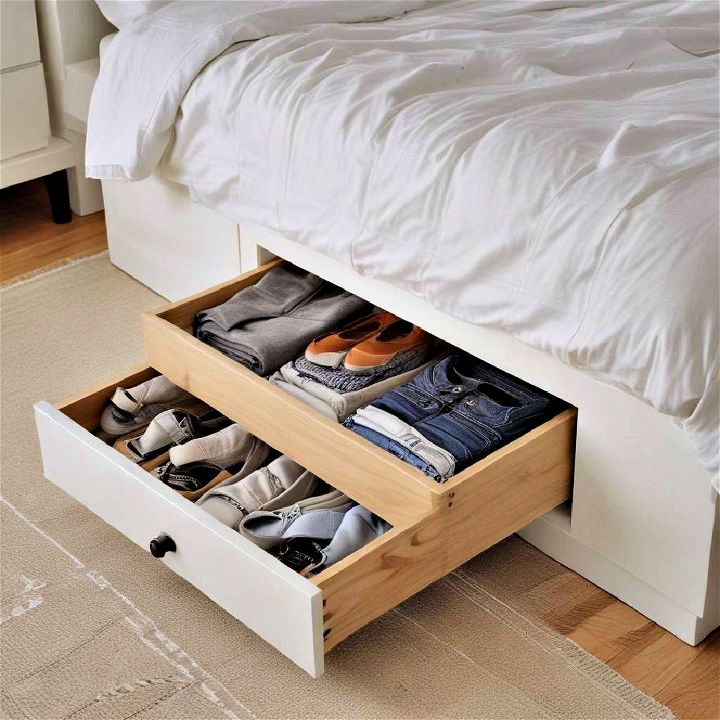 utilize under bed storage for small bedroom