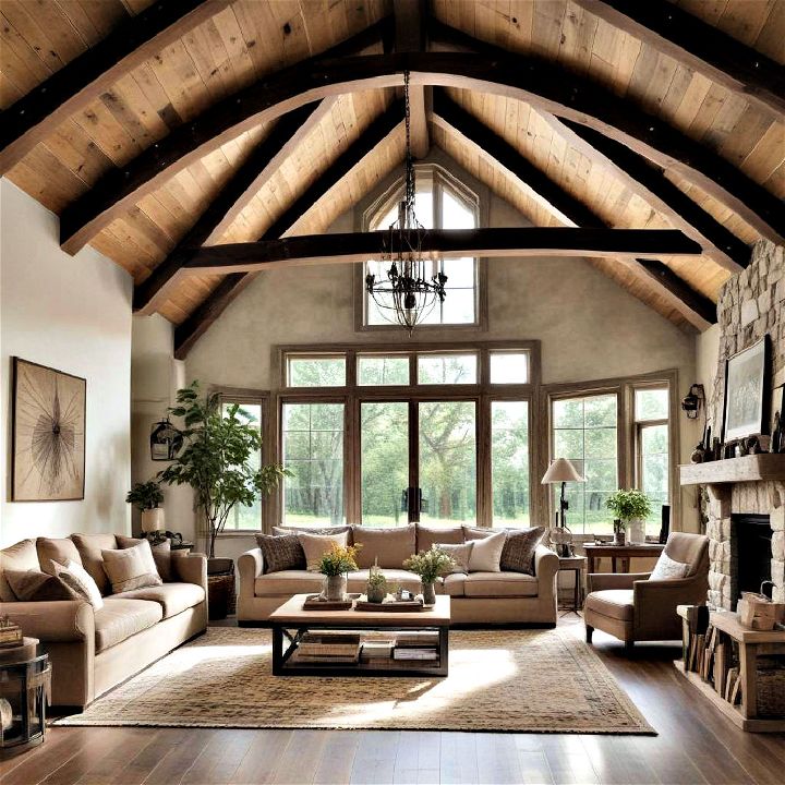 vaulted ceiling with exposed rustic charm