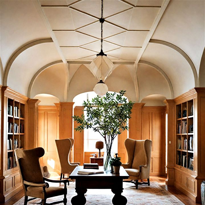 vaulted ceiling with geometric contrast