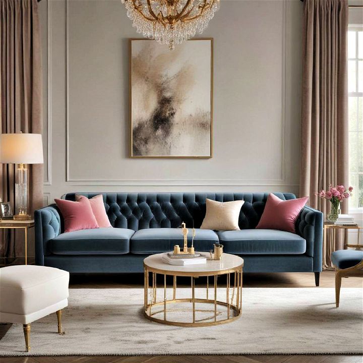 velvet sofa to create a cozy atmosphere