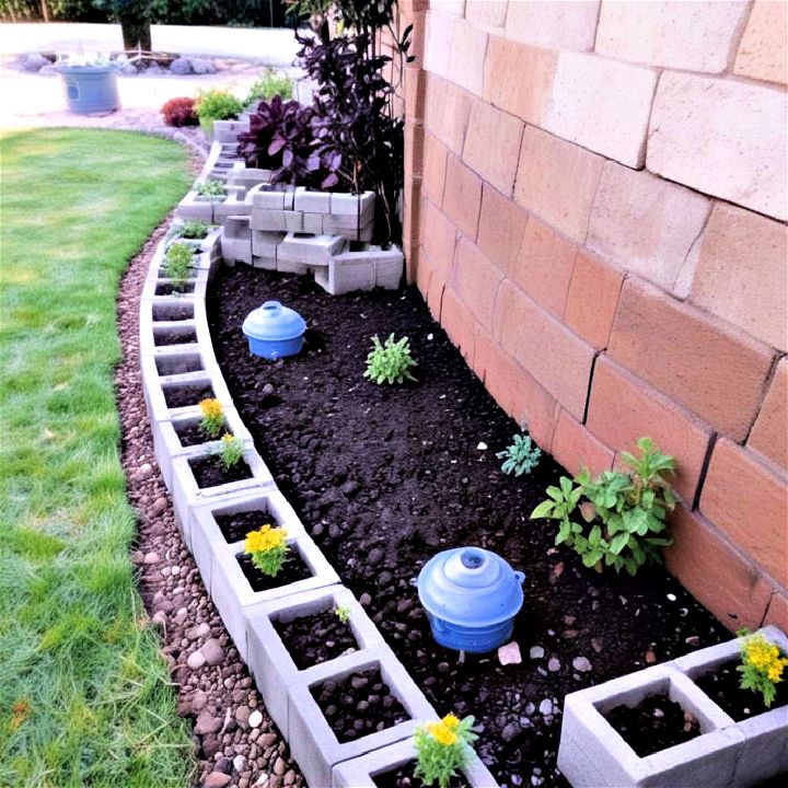 versatile cinder blocks for garden borders