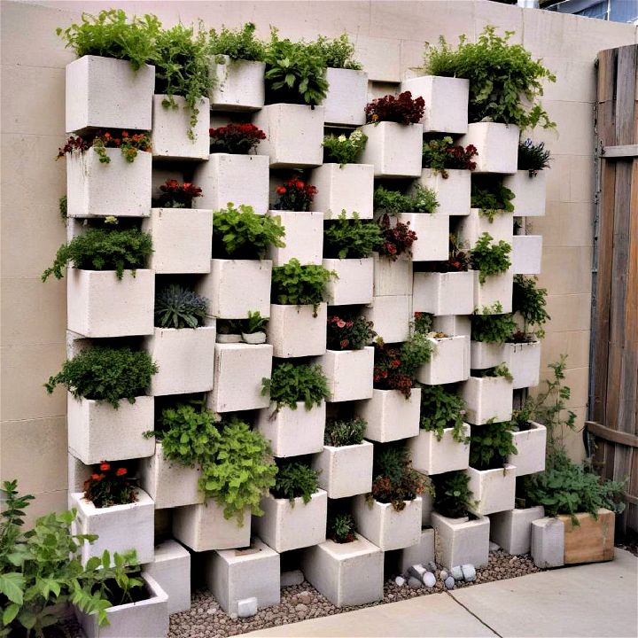 vertical garden using cinder blocks
