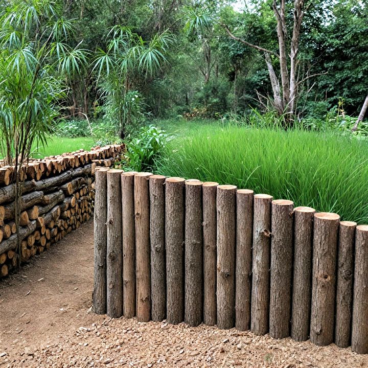 vertical log garden wall