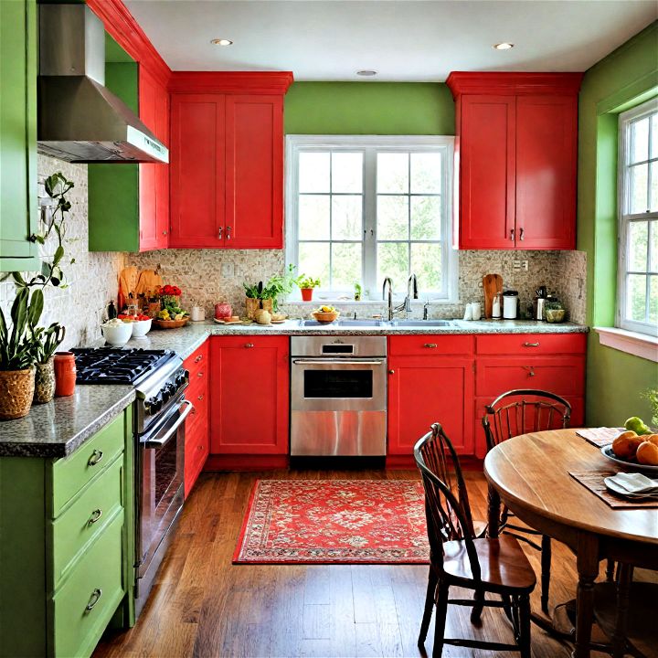 vibrant and bold kitchen cabinet painting