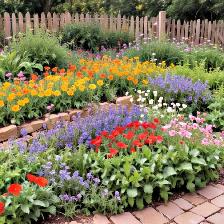 vibrant colors edible flowers and herb garden