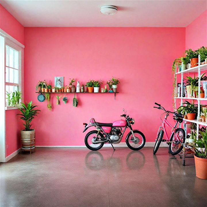 vibrant peppy pink garage wall paint