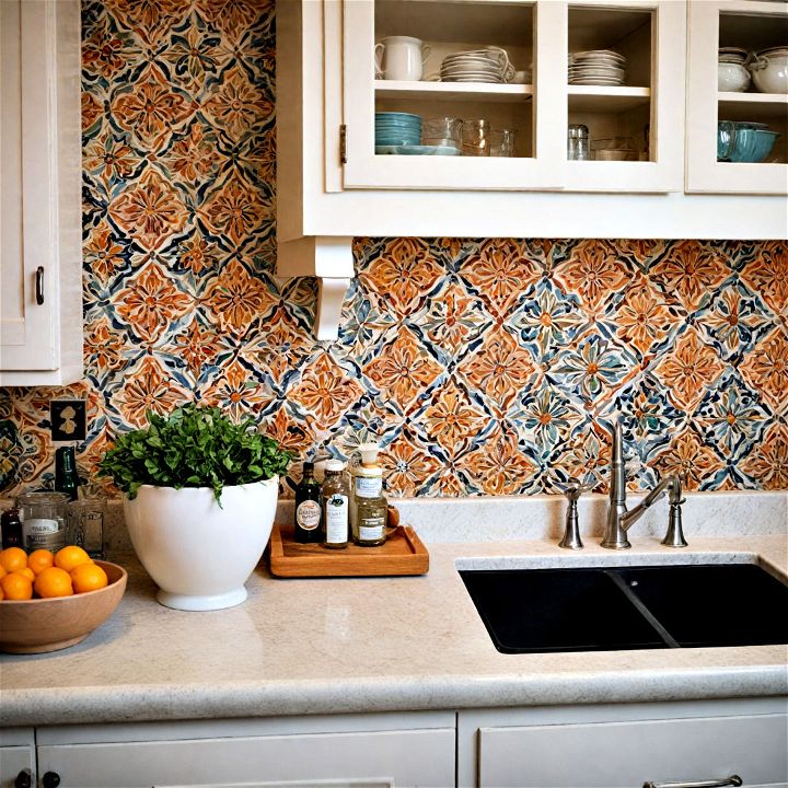 vibrant spanish tiles backsplash for kitchens
