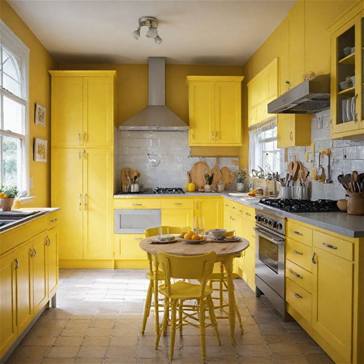 vibrant yellow cabinets to instantly lift the mood