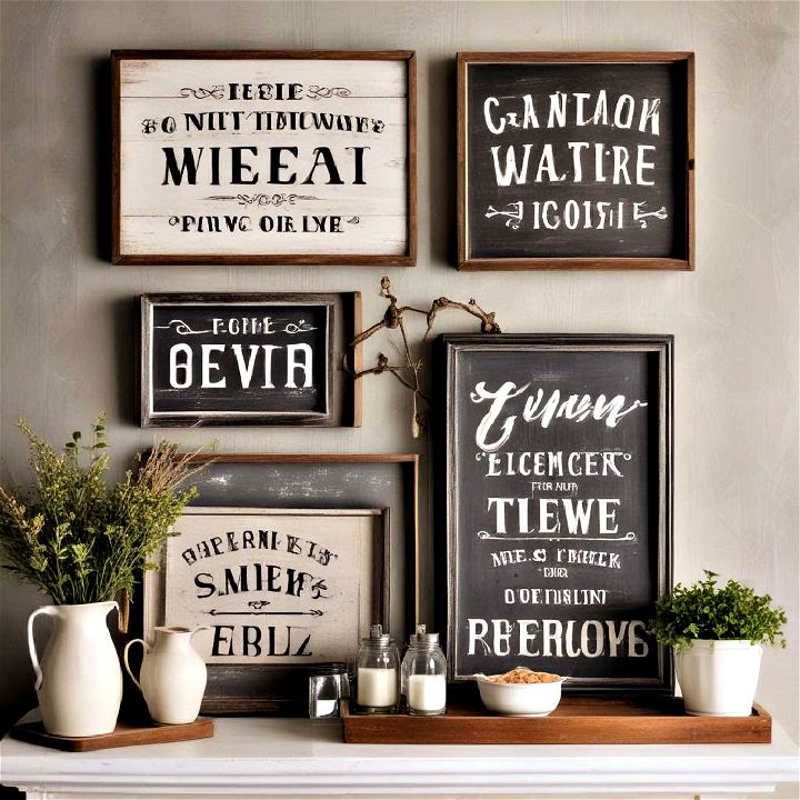 vintage farmhouse signs to create a focal point in any room