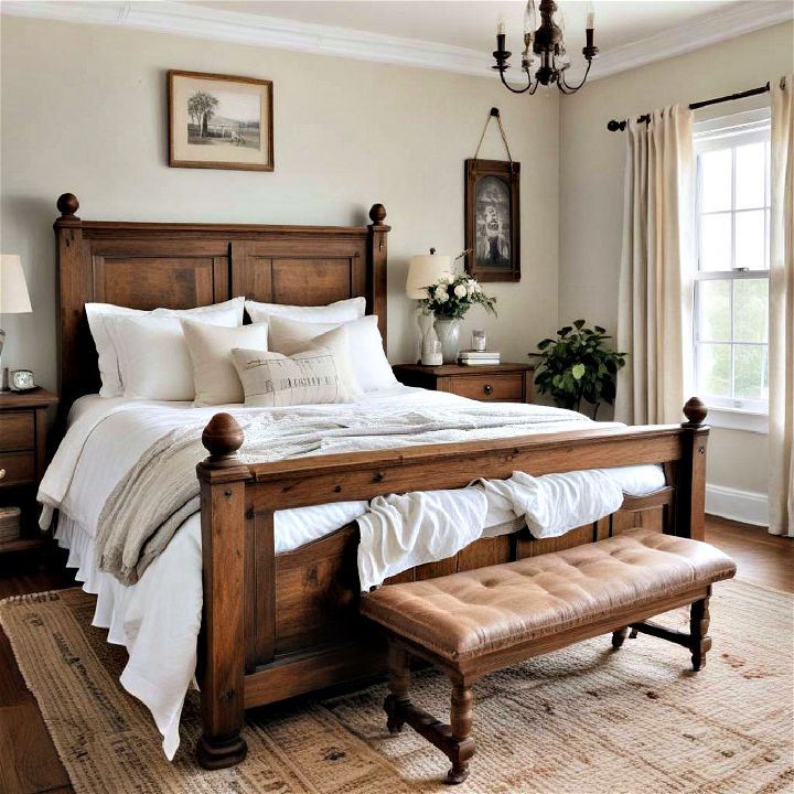 vintage furniture farmhouse bedroom