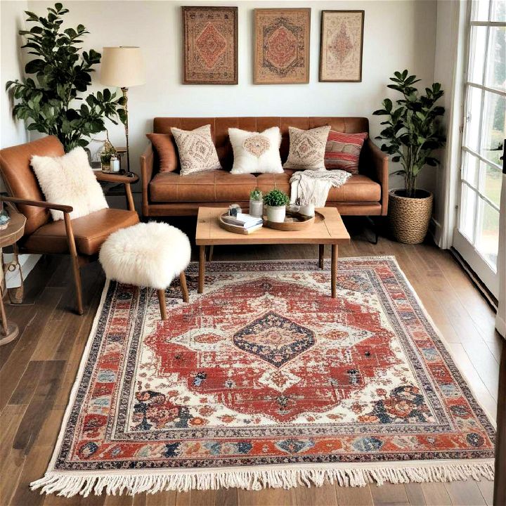 vintage rug for farmhouse living room